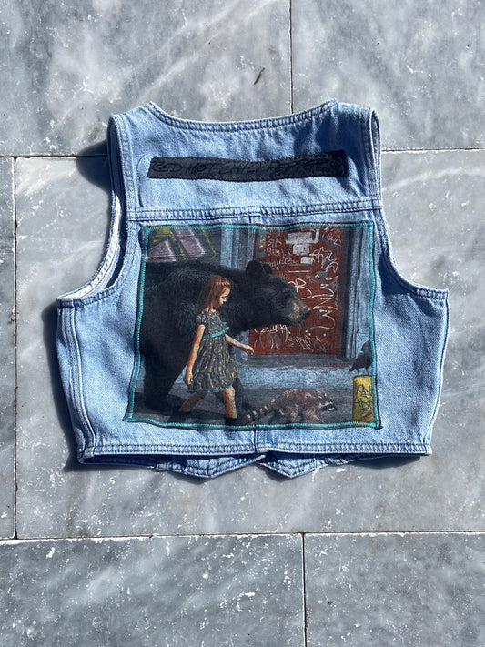 "I choose the bear" Denim Vest